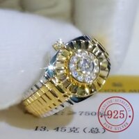 Nhẫn Mạ Vàng 18k Hai Tông Màu Dát Đá 18k