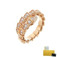 Nhẫn Mạ Vàng Trắng 18K Hình Rắn Đính Đá Thời Trang