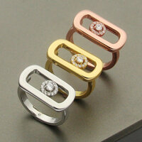 Nhẫn mặt rộng vàng châu Á Nhẫn đính đá trượt kim cương đơn kim cương số.03121022