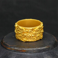 Nhẫn Màu Vàng Nam Chỉ Số Ngón Tay Phương Pháp Cổ Phiên Bản Rộng Độc Đoán Cực Lớn Thiết Kế Niche Kết Cấu Cao Cấp Mở Rộng 4.1 WVTG