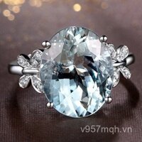 Nhẫn mở hình bướm bằng đá topaz mô phỏng màu xanh biển nhạt cao cấp mới cho phụ nữ, nhẫn điều chỉnh hình bướm tình yêu hoa