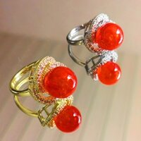 Nhẫn mở mới vỏ ngọc trai đỏ bán chạy, nhẫn thời trang nữ đính đá quý, nhẫn năm hoàng đạo