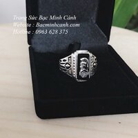 Nhẫn mỹ bạc đá đen NN036