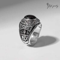 Nhẫn Mỹ  Đá Sapphire Black Quân Đội 1980