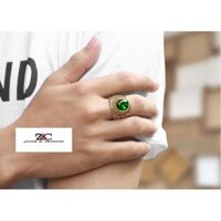 Nhẫn Mỹ Inox Mạ Vàng Cá Tính Không Đen- QCNN19 - Mặt xanh lá - 10