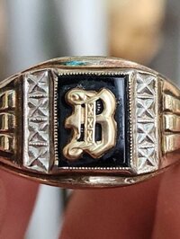 nhẫn mỹ xưa bạc sterling ốp vàng 10k logo vàng 10k