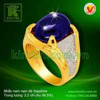 Nhẫn nam 14k nạm đá Sapphire