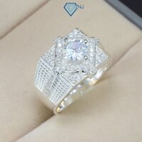 Nhẫn nam bạc 925 mặt vuông đính đá sang trọng NNA0317 - Trang sức TNJ