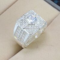 Nhẫn nam bạc 925 mặt vuông đính đá cá tính, sang trọng NNA0341 - Trang sức TNJ