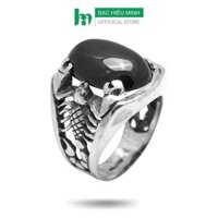 Nhẫn Nam Bạc Hình Bọ Cạp Đá Đen Hàng BẠC HIỂU MINH NA390