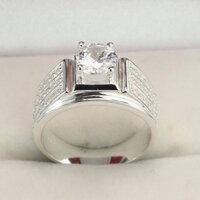 Nhẫn nam bạc ta cao cấp đính đá trắng - NGỌC MINH CHÂU