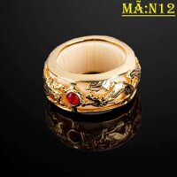 Nhẫn Nam Bạc Thái Mạ Vàng 18k Cao CấpNhẫn Song Long Ngậm Ngọc Đỏ Sang Trọng Đẳng Cấp ( màu vàng)