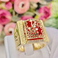 Nhẫn nam chữ tài Lộc đá đỏ bền đẹp