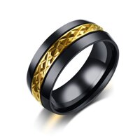 Nhẫn Nam Đen Sọc Vàng Titan Ko Rỉ TT 3033 - 9