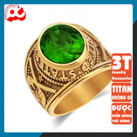 Nhẫn nam đẹp inox cao cấp thời trang titan thép không gỉ kiểu nhẫn mỹ trangsuc3h đá xanh lá PTNNA219
