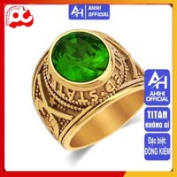 Nhẫn nam đẹp inox thời thượng trang điểm titan thép không gỉ kiểu nhẫn mỹ  mạ vàng trangsucpt đá xanh lá PTNNA219