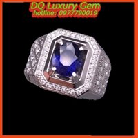 Nhẫn Nam Đính Đá Saphiree Xanh Hero Tự Nhiên, Kích Thước 8x6x5mm, trọng Lượng 2 carat , May Mắn, Bình An, Cát Tường M33