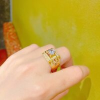 Nhẩn nam hiệu đá trụ cao mạ vàng RCLN