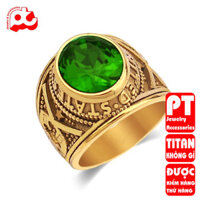 Nhẫn nam inox cao cấp thời trang titan thép không gỉ nhẫn mỹ trangsucpt đá xanh lá PTNNA219
