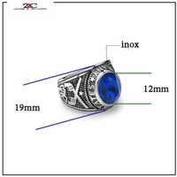 Nhẫn Nam Inox Màu Trắng Cá Tính Không Đen- QCNN16 - Mặt xanh dương - 10