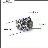 Nhẫn Nam Inox Màu Trắng Cá Tính Không Đen- QCNN16 - Mặt đá đen - 9