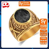 Nhẫn nam inox thời thượng trang điểm đẹp titan thép không gỉ kiểu nhẫn mỹ  mạ vàng trangsucpt đá đen PTNNA220