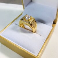 Nhẫn nam mạ vàng 18k đính đá pha lê cao cấp thiết kế sang trọng bền màu