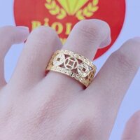 Nhẫn Nam Mạ Vàng 18K Họa Tiết Kim T.iền Full Nhẫn, Thu Hút Tài Lộc, Có Kí Hiệu