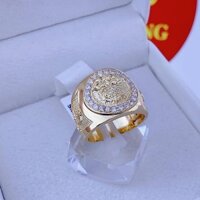 Nhẫn Nam Mạ Vàng 18K Vip 8 Họa Tiết Rồng Bay Kèm Họa Tiết Kim Tiền Thịnh Vượng Có Lót Lòng