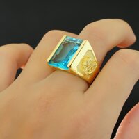 Nhẫn nam  mạ Vàng 24k mặt đá đỏ N9 - Tặng Kèm Hộp Trang Sức - Xanh dương nhạt - 10