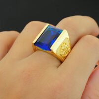 Nhẫn nam  mạ Vàng 24k mặt đá đỏ N9 - Tặng Kèm Hộp Trang Sức - Xanh dương đậm - 12