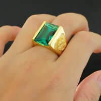 Nhẫn nam  mạ Vàng 24k mặt đá đỏ N9 - Tặng Kèm Hộp Trang Sức - Xanh Lá - 11