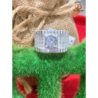 NHẪN NAM MẶT VUÔNG ĐÁ TRẮNG LÀM TỪ BẠC NGUYÊN CHẤT 100% - THÀNH LIÊN JEWELRY