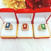 Nhẫn Nam Mặt Vuông Đồng Đỏ Đá Cao Cấp Màu Vàng Miền Tây 750