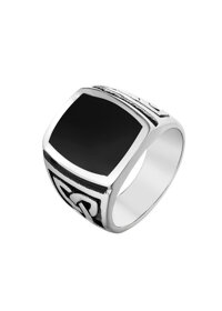 Nhẫn Nam Mặt Vuông Màu Đen Titan Không Rỉ TT 1781 - Bạc - 10