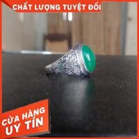 Nhẫn Nam Màu Bạc Đá Xanh Đẹp Cao Cấp Ảnh Thật - Nhẫn Chất liệu Titan Không Gỉ - Elas Ring - 8