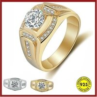 Nhẫn nam Moissanite mạ vàng sang trọng