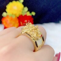 Nhẫn nam ngà nhân tạo bọc rồng màu vàng 18 cao cấp