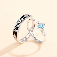 Nhẫn nam nữ tròn unisex Iris Accessories màu bạc thời trang đơn giản chất Titan đẹp không gỉ - Nhẫn Đôi King & Queen