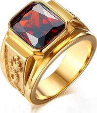 Nhẫn Nam Rồng đá nhiều màu - Vàng Đá Đỏ - 10