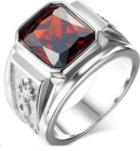 Nhẫn Nam Rồng đá nhiều màu - Bạc Đá Đỏ - 7