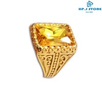 Nhẫn nam thép titan mạ vàng mặt đá lớn màu vàng NZ2192.