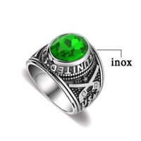Nhẫn nam titan cao cấp rẻ đẹp nhẫn mỹ inox thép không gỉ wakaha vn đá xanh lá PTNNA04