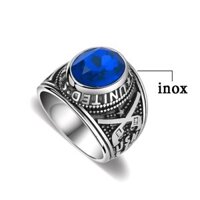 Nhẫn nam titan cao cấp rẻ đẹp nhẫn mỹ inox thép không gỉ wakaha vn đá xanh dương PTNNA03