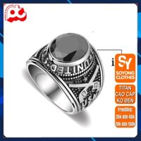 Nhẫn nam titan cao cấp thời trang rẻ đẹp kiểu nhẫn mỹ inox thép không gỉ  trangsucanbinh đá đen nhẫn PTNNA06