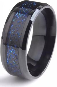 Nhẫn nam titan đá xanh cực đẹp - Size 9