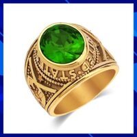 Nhẫn nam titan đẹp cao cấp inox thép không gỉ kiểu nhẫn mỹ wakaha vn đá xanh lá PTNNA219