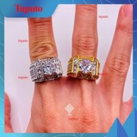 Nhẫn nam titan, Nhẫn nam đính đá mạ vàng 18k hoặc vàng trắng, Không phai màu không rỉ sét mã 05, trangsucmoiluatuoi.RIN