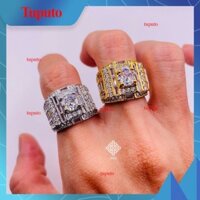 Nhẫn nam titan, Nhẫn nam đính đá mạ vàng 18k hoặc vàng trắng, Không phai màu không rỉ sét mã 06