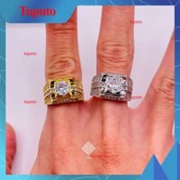 Nhẫn nam titan, Nhẫn nam đính đá mạ vàng 18k hoặc vàng trắng, Không phai màu không rỉ sét mã 07,